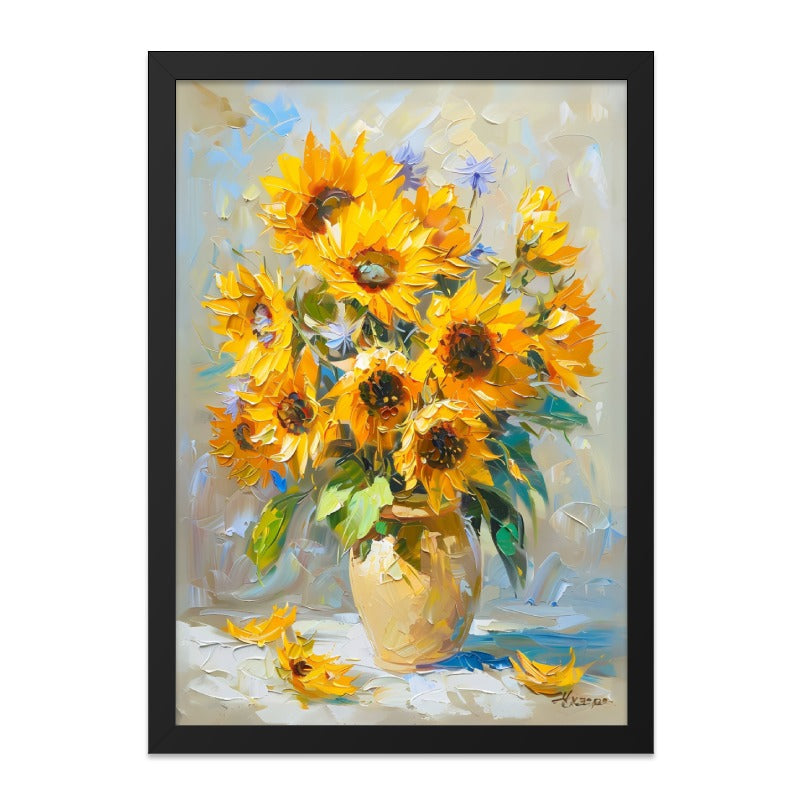 Sunflower Wall Art, Floral Painting, Impressionist Art, Flower Vase Print, Bright Home Decor, Summer Art Print, Nature Inspired Gift - Tawshia