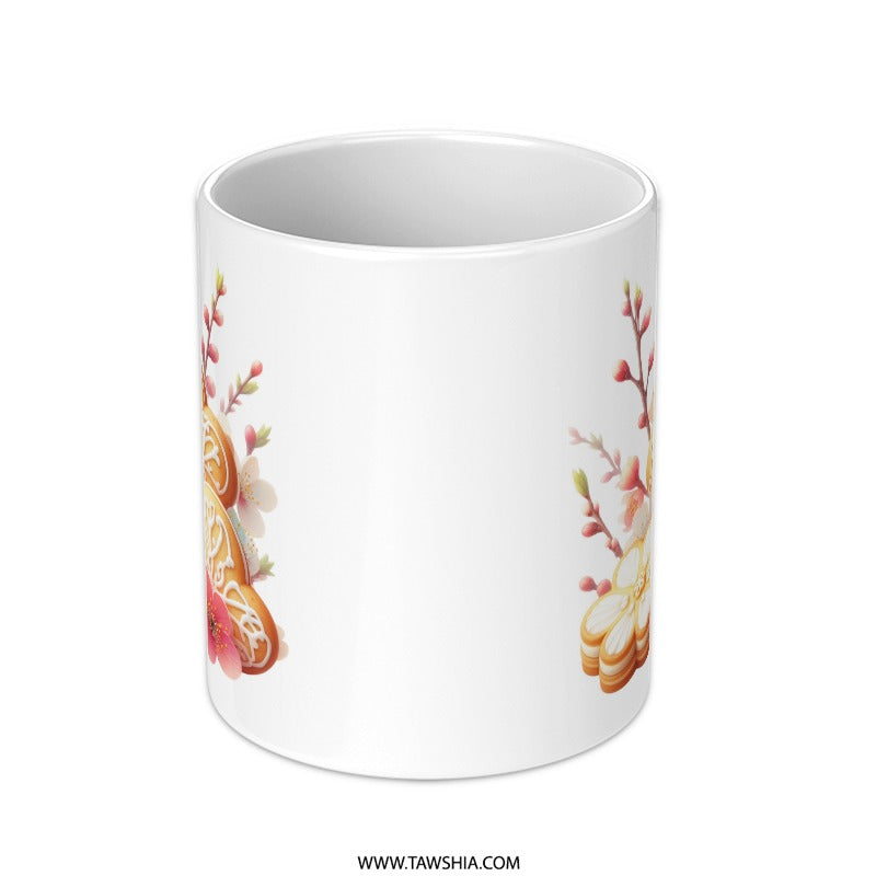 Floral Cookies Mug, Heart Cookies, Spring Flowers, Unique Gift, Coffee Cup, Tea Mug, Cute Mug, Gift for Baker, Baking Lover, Gift for Her - Tawshia