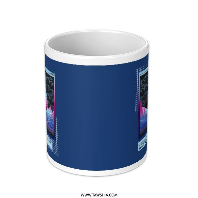 Retro Futuristic Design Blue Coffee Mug product