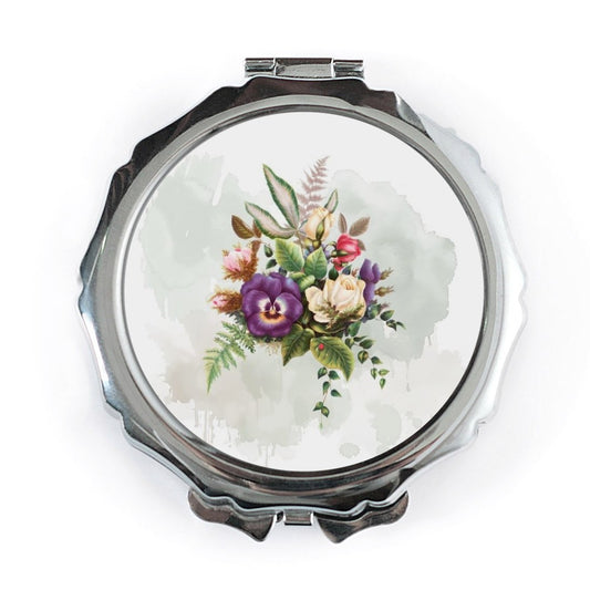 Floral Pocket Mirror, Pansy Flowers, Watercolor Design, Cosmetic Mirror, Travel Mirror, Makeup Mirror, Compact Mirror, Cute Mirror - Tawshia