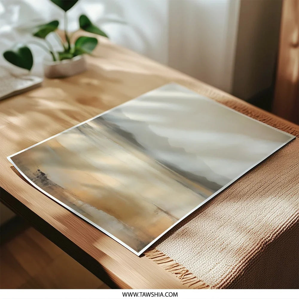 Misty Mountain Photographic Print, Abstract Landscape Art Print, Neutral Wall Art, Beige Mountain Scenery, Home Decor, Gift Idea - Tawshia