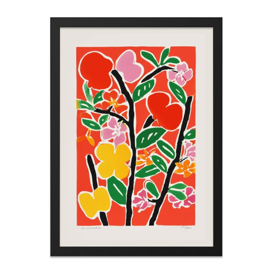 Floral Wall Art Print, Colorful Flowers Poster, Abstract Botanical Art, Red Orange Bloom Decor, Home Decor Painting - Tawshia