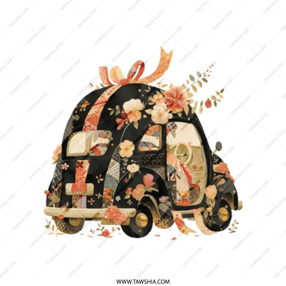 Floral Car Tote Bag, Cute Vehicle Bag, Stylish Everyday Tote, Unique Gift Idea, Trendy Tote Bag for Women, Quirky Car Design, Nature Lover - Tawshia