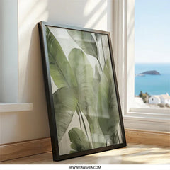 Botanical Wall Art, Tropical Leaves Print, Large Green Leaf Wall Decor, Modern Nature Art, Banana Leaf Illustration, Minimalist Art - Tawshia