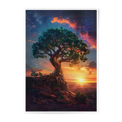 Bonsai Tree Art Photographic Print, Sunset Landscape Photo, Fantasy Tree Print, Nature Wall Decor, Dreamy Scene Photo Print, Colorful Sky - Tawshia