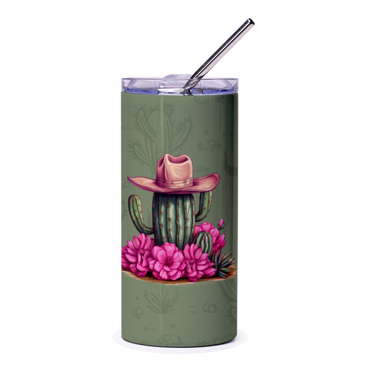 Cactus Tumbler, Cowboy Hat Tumbler, Desert Tumbler, Floral Cactus Tumbler, Gift for Cactus Lover, Unique Tumbler Design - Tawshia