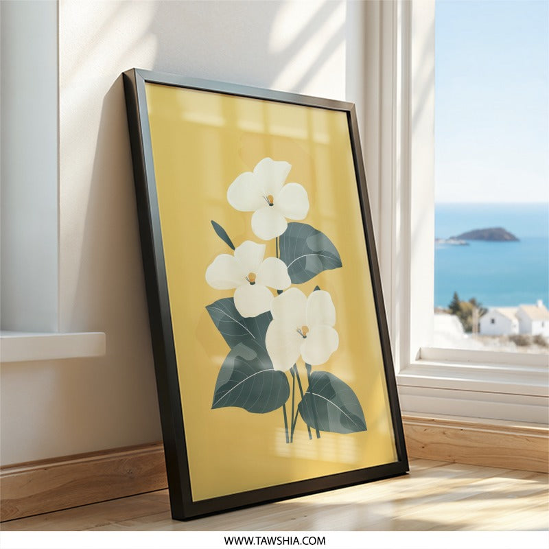 Magnolia Wall Art, Floral Print, Botanical Art, Yellow Wall Decor, Flower Artwork, Minimalist Art Print, Trending Wall Art - Tawshia