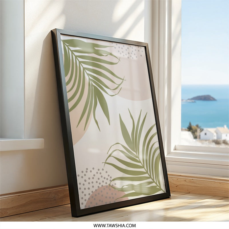 Tropical Palm Leaf Wall Art, Minimalist Print, Botanical Decor, Abstract Art Print, Home Decor Wall Art - Tawshia
