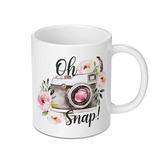 Oh Snap Camera Mug, Floral Photo Gift, Photographer Present, Cute Coffee Mug, Photography Lover Gift, Unique Camera Design Mug - Tawshia