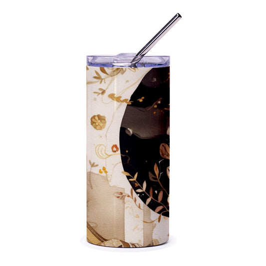 Floral Moon Tumbler, Abstract Celestial Tumbler, Watercolor Flowers Tumbler, Unique Design Tumbler, Artistic Tumbler, Gift Ideas - Tawshia