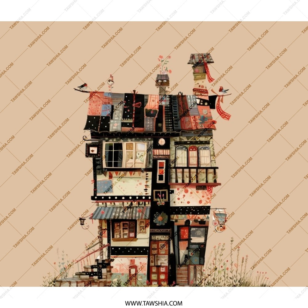 Quirky House Backpack, Unique Building Backpack, Artistic Backpack, Unusual Home Backpack, Cityscape Backpack, Novelty Backpack (133) - Tawshia