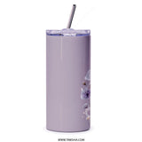 Lavender Floral Tumbler, Flower Tumbler with Straw, Botanical Tumbler, Purple Flower Gifts, Gift for Her, Elegant Tumbler, Drinkware - Tawshia