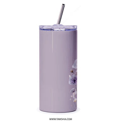 Lavender Floral Tumbler, Flower Tumbler with Straw, Botanical Tumbler, Purple Flower Gifts, Gift for Her, Elegant Tumbler, Drinkware - Tawshia