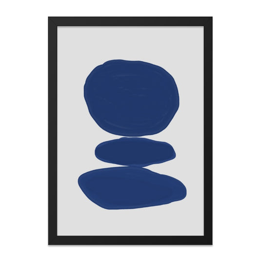 Blue Stone Wall Art, Modern Abstract Art Print, Minimalist Wall Decor, Zen Art, Balancing Stones Artwork, Contemporary Home Decor - Tawshia