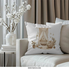 Nursery Decor Pillow, Baby Room Pillow, Neutral Nursery Pillow, Crib Pillow, Beige Nursery Decor, Kids Room Pillow, Nursery Plants Pillow - Tawshia