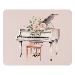 Floral Piano Mouse Pad, Aesthetic Desk Decor, Music Lover Gift, Keyboard Mousepad, Office Accessories, Cute Mouse Mat, Pastel Pink - Tawshia