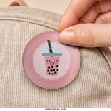 Kawaii Bubble Tea Pinback Button, Cute Boba Tea Button, Pink Aesthetic Button, Trendy Drink Pin, Foodie Gift, Kawaii Pin, Tea Lover Button - Tawshia