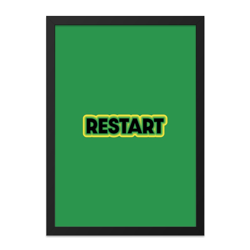 Restart Wall Art, Gaming Wall Decor, Motivation Art, Green Wall Art, Office Decor, Inspirational Wall Decor, Simple Home Decor - Tawshia