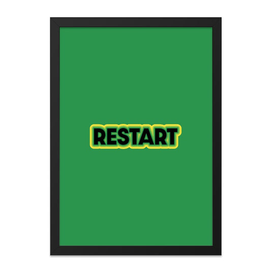 Restart Wall Art, Gaming Wall Decor, Motivation Art, Green Wall Art, Office Decor, Inspirational Wall Decor, Simple Home Decor - Tawshia