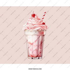 Strawberry Milkshake Mouse Pad, Cute Drink Mousepad, Foodie Desk Decor, Pink Aesthetic Office, Sweet Treat Gift, Kawaii Desk Accessory - Tawshia