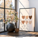 Minimalist Hearts Wall Art, Boho Decor, Neutral Tones, Love Art Print, Gallery Wall, Modern Home Decor, Abstract Art Print, Simple Wall - Tawshia