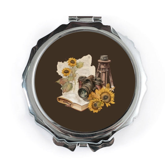 Sunflower Pocket Mirror, Camera Mirror, Book Art Mirror, Unique Pocket Mirror, Gift for Photographer, Floral Mirror, Vintage Style Mirror - Tawshia