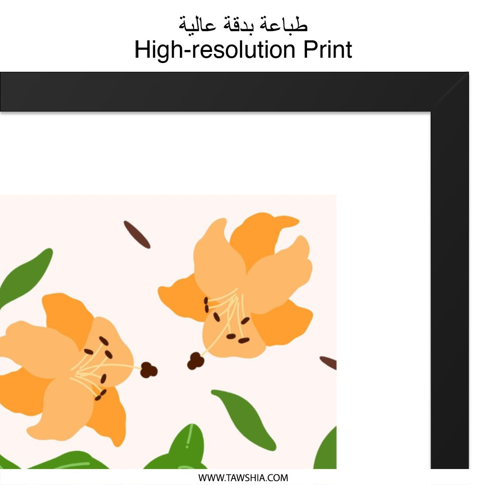 Lily Flower Wall Art, Floral Botanical Print, Modern Minimalist Home Decor, Orange Lily Illustration, Trendy Floral Art, Flower Drawing - Tawshia