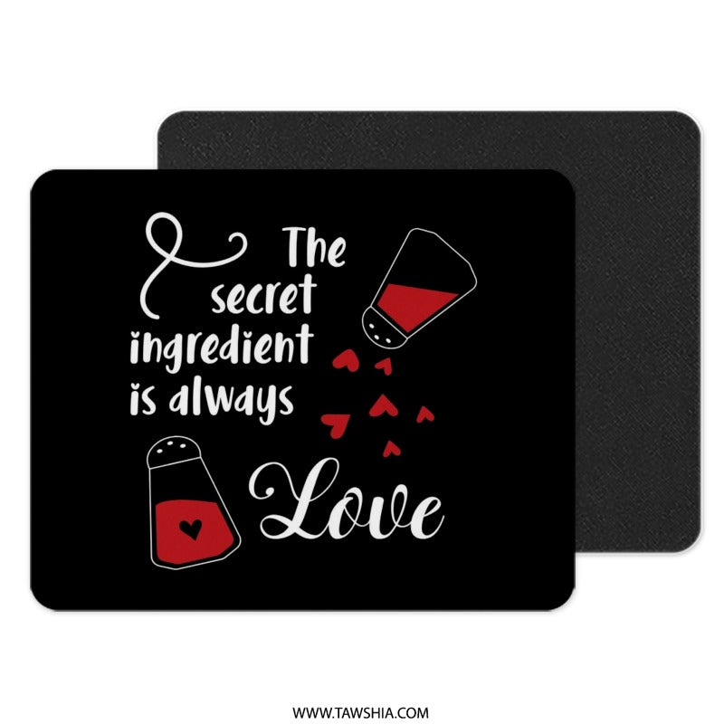 Love Recipe Mouse Pad, Secret Ingredient, Cooking Love, Kitchen Decor, Gift for Cook, Chef Gift, Heart Mousepad, Foodie Gift, Office Desk - Tawshia