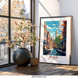 Bruges Belgium Wall Art, Cityscape Print, Travel Poster, Belgium Art Print, European City Art, Home Decor, Wall Decor (139 characters) - Tawshia