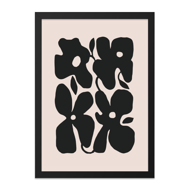 Abstract Floral Wall Art, Black and Beige Print, Modern Flower Art, Botanical Home Decor, Minimalist Wall Decor - Tawshia