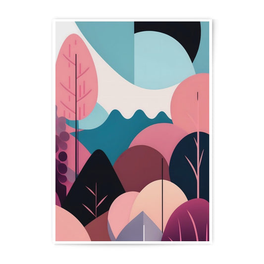 Abstract Forest Photographic Print, Geometric Landscape Art, Pastel Color Wall Decor, Modern Home Art, Trendy Nature Photography - Tawshia