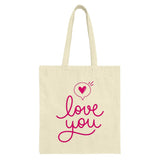 Love You Tote Bag, Heart Tote Bag, Valentine Gift, Gift for Her, Anniversary Gift, Romantic Tote Bag, Everyday Bag, Trendy Tote - Tawshia