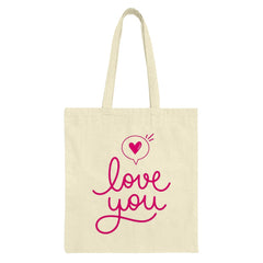 Love You Tote Bag, Heart Tote Bag, Valentine Gift, Gift for Her, Anniversary Gift, Romantic Tote Bag, Everyday Bag, Trendy Tote - Tawshia