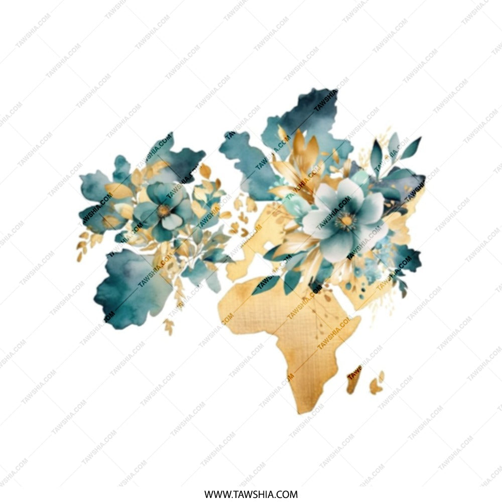 Floral World Map Tote Bag, Watercolor Africa Europe Tote, Nature Inspired Bag, Geography Gift, Travel Lover Tote, Unique Design - Tawshia