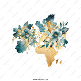 Floral World Map Tote Bag, Watercolor Africa Europe Tote, Nature Inspired Bag, Geography Gift, Travel Lover Tote, Unique Design - Tawshia