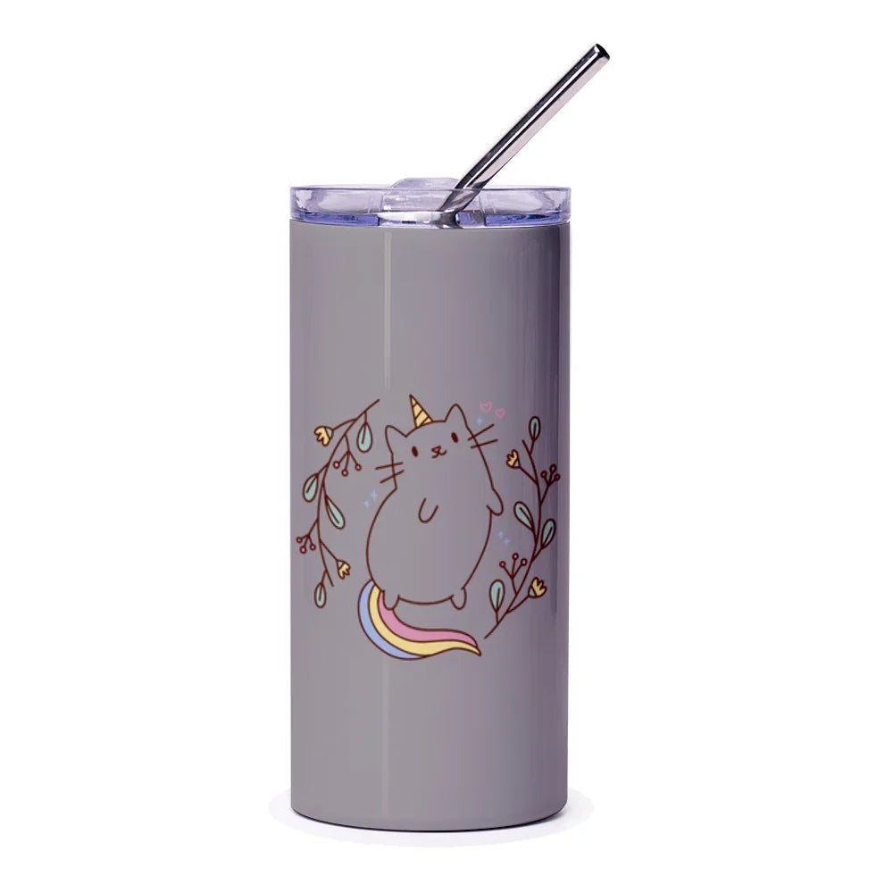 Cute Unicorn Cat Design Gray Travel Tumbler product