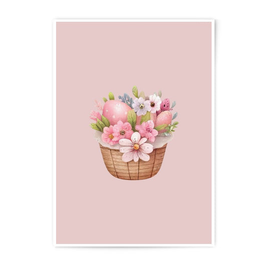 Easter Basket Photographic Prints, Floral Easter Decor, Pink Easter Eggs, Spring Flowers, Easter Wall Art, Easter Gift Idea - Tawshia