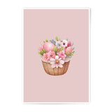 Easter Basket Photographic Prints, Floral Easter Decor, Pink Easter Eggs, Spring Flowers, Easter Wall Art, Easter Gift Idea - Tawshia