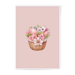 Easter Basket Photographic Prints, Floral Easter Decor, Pink Easter Eggs, Spring Flowers, Easter Wall Art, Easter Gift Idea - Tawshia