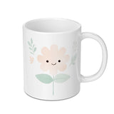 Cute Flower Mug, Floral Design Mug, Happy Face Mug, Gift Mug, Coffee Mug, Tea Mug, Whimsical Mug, Botanical Mug, Office Mug, Home Decor Mug - Tawshia