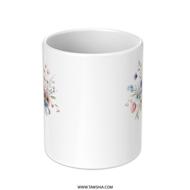 Floral Bouquet Mug, Flower Vase Coffee Mug, Watercolor Art Mug, Pretty Flower Mug, Unique Mug Gift, Floral Gift for Her (135 characters) - Tawshia