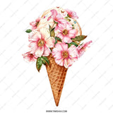 Floral Ice Cream Tote Bag, Unique Design Tote Bag, Summer Vibes Bag, Cute Everyday Bag, Aesthetic Gift Idea, Trendy Grocery Bag - Tawshia