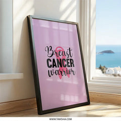 Breast Cancer Warrior Framed Art, Pink Ribbon Wall Decor, Survivor Gift, Inspirational Wall Art, Support Gift, Cancer Awareness Artwork - Tawshia