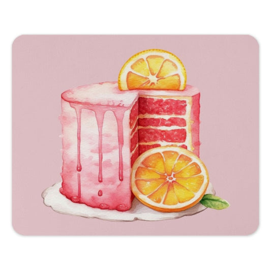 Pink Cake Mouse Pad, Watercolor Orange Slice Design, Foodie Gift, Cute Desk Accessory, Office Decor, Gamer Gift, New Home Gift - Tawshia