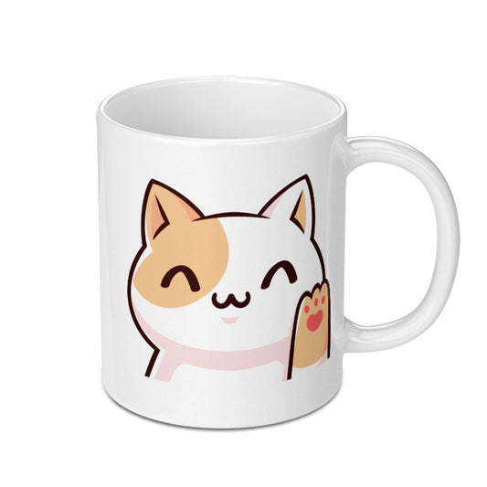 Cute Cat Mug, Kawaii Kitten Coffee Mug, Funny Cat Lover Gift, Novelty Mug, Cat Paw Heart Mug, Animal Mug, Gift for Her, Gift for Him - Tawshia