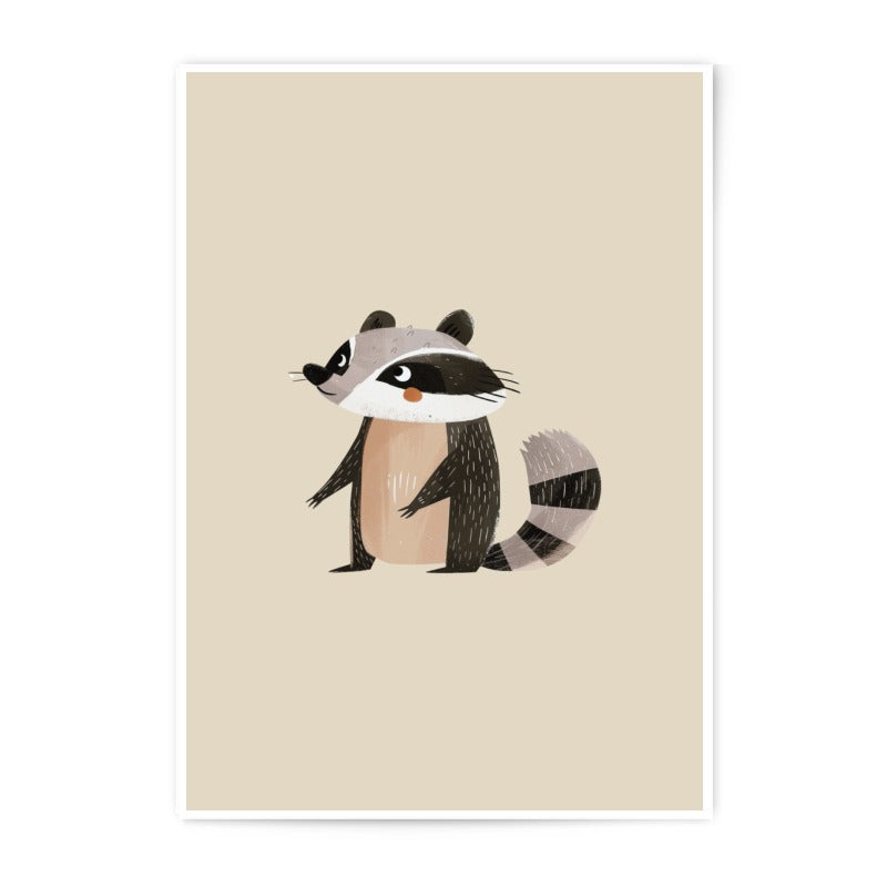 Cute Raccoon Photographic Prints, Nursery Wall Art, Animal Art, Kids Room Decor, Baby Shower Gift, Cartoon Raccoon Print - Tawshia