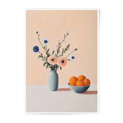 Floral Photographic Prints, Still Life Art, Orange Fruit Decor, Vase Art Print, Botanical Wall Decor, Flower Photography - Tawshia