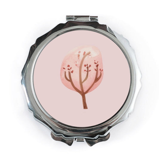 Pink Tree Pocket Mirror, Cute Watercolor Tree Art, Travel Mirror, Makeup Mirror, Gift for Her, Pocket Cosmetic Mirror - Tawshia