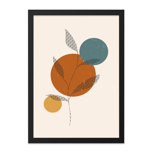 Abstract Leaves Wall Art, Geometric Print, Modern Art Print, Botanical Wall Decor, Contemporary Art, Circle Wall Art, Living Room Art - Tawshia