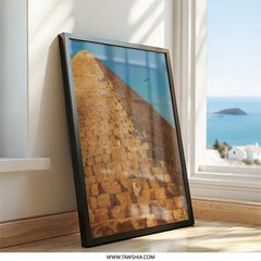 Egyptian Pyramid Wall Art, Ancient Wonder Print, Giza Decor, Landmark Fine Art, Travel Poster, Desert Landscape, Bird Illustration - Tawshia